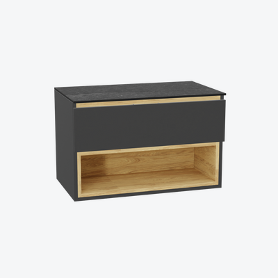 Tuto 2.0 szafka wisząca 80 cm 1 szuflada front gładki niski, blat marmur, szary/szary