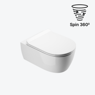 Doto D 54 Spin 360 miska WC 54 cm wisząca, bezrantowa z deską wolnoopadającą, biały połysk