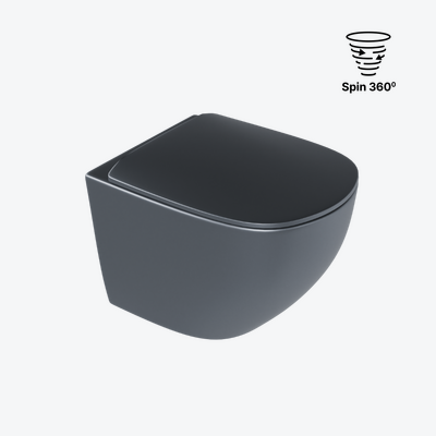 Luqa miska WC 48 cm wisząca bezrantowa, z system spłukiwania Spin 360, z deską wolnoopadającą, grafit mat