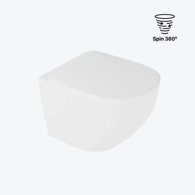 Luqa miska WC 48 cm wisząca bezrantowa, z system spłukiwania Spin 360, z deską wolnoopadającą, biały mat