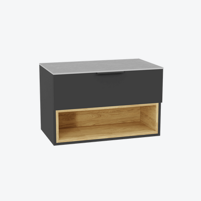 Tuto 2.0 szafka wisząca 80 cm 1 szuflada front gładki wysoki, blat jasny szary, szary/szary