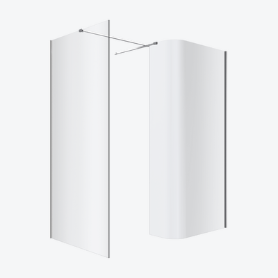 Vidoq walk-in kabina prysznicowa gięta, ścianka prosta 90cm, ścianka gięta 93cm, powłoka Clean Control, chrom