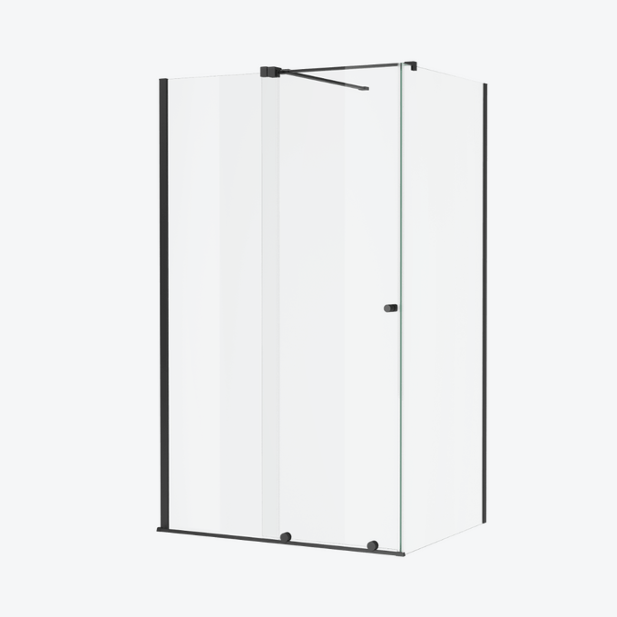Ortigo kabina prostokątna narożna 120x100 cm, drzwi przesuwne, powłoka Clean Control, czarny mat