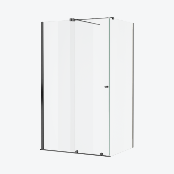 Ortigo kabina prostokątna narożna 140x90 cm, drzwi przesuwne, powłoka Clean Control, grafit szczotkowany
