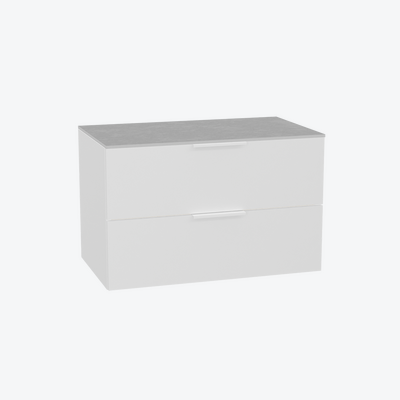 Tuto 2.0 szafka wisząca 80 cm 2 szuflady front gładki wysoki, blat jasny szary, biały/biały