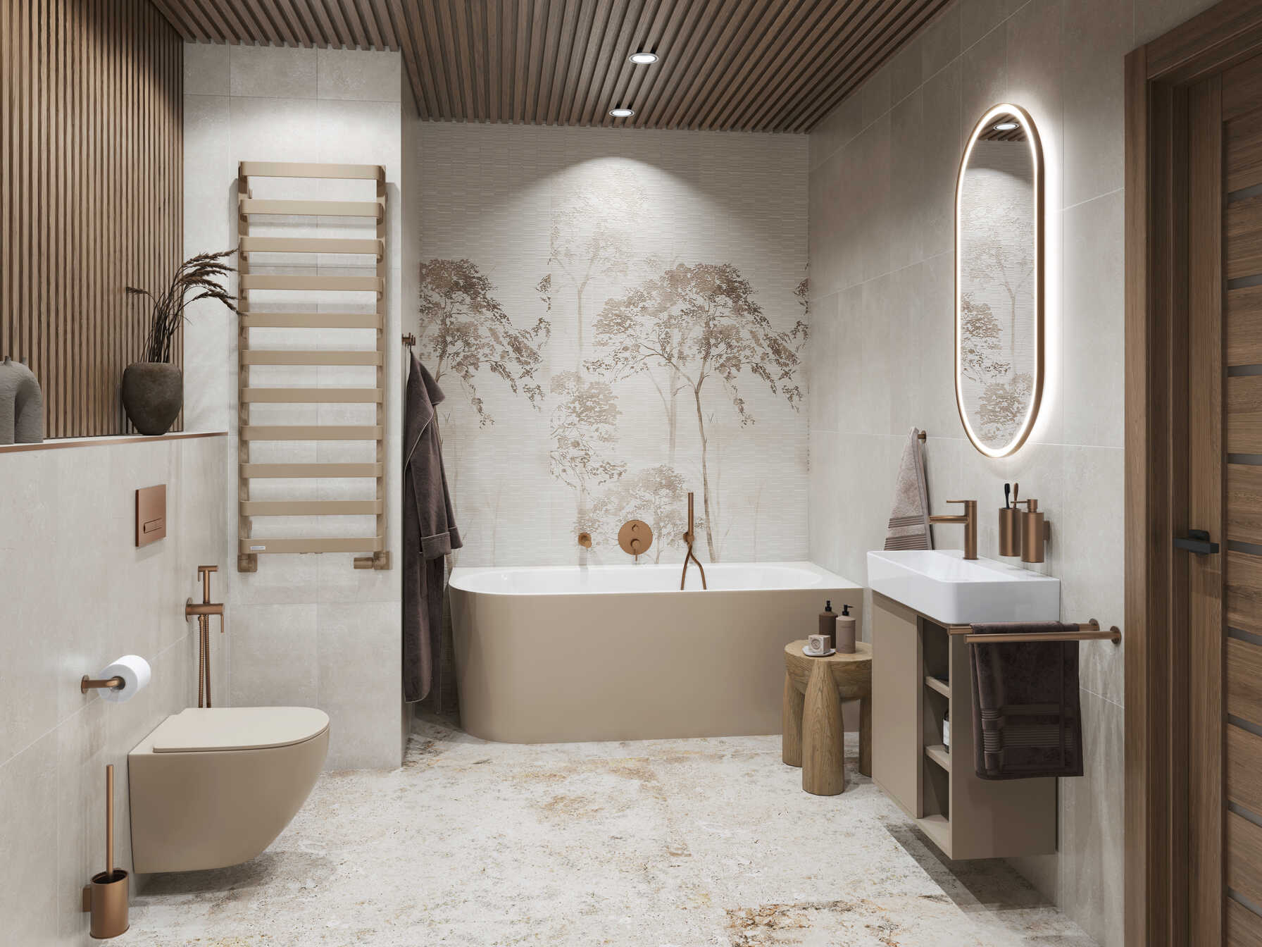 PI wylewka wannowa ścienna, grafit szczotkowany