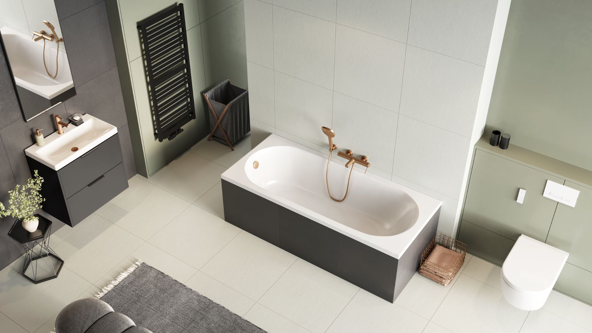 Zestaw promocyjny Wanna Oceana Mono Slim 170 + zagłówek KARO + nóżki wannowe