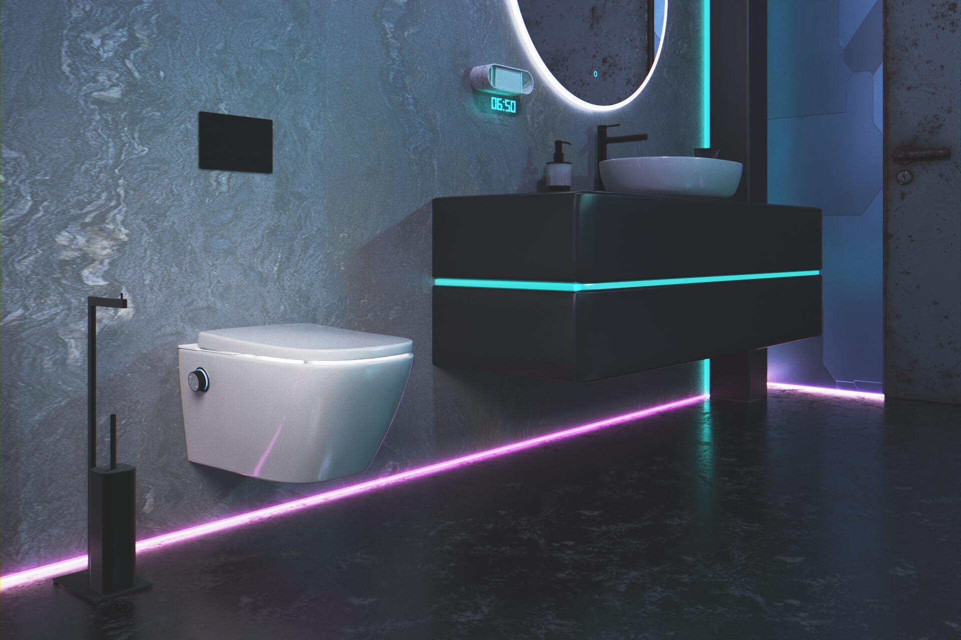 Dakota 2.0 toaleta myjąca D2, pokrętło sterujące czarny mat CYBERPUNK