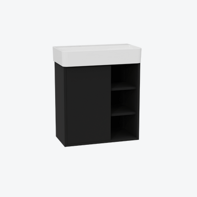 Ness szafka wisząca 60 cm podumywalkowa lakierowana umywalka Ness czarny soft/biały połysk