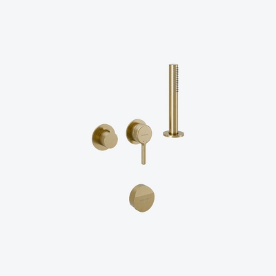 Pi Zestaw prysznicowo-wannowy podtynkowy, 2 funkcyjny, Dry Box, syfon Hover, złoty szczotkowany