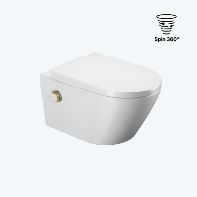 Dakota 2.0 D3 Spin 360 miska WC z funkcją bidetu, spłukiwanie wirowe, pokrętło sterujące złoty połysk